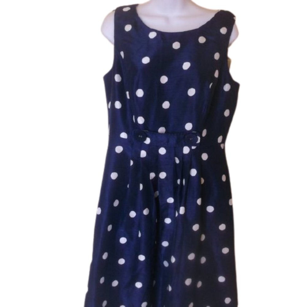 Vintage Inspired Blue Polka Dot Dress Sz 10